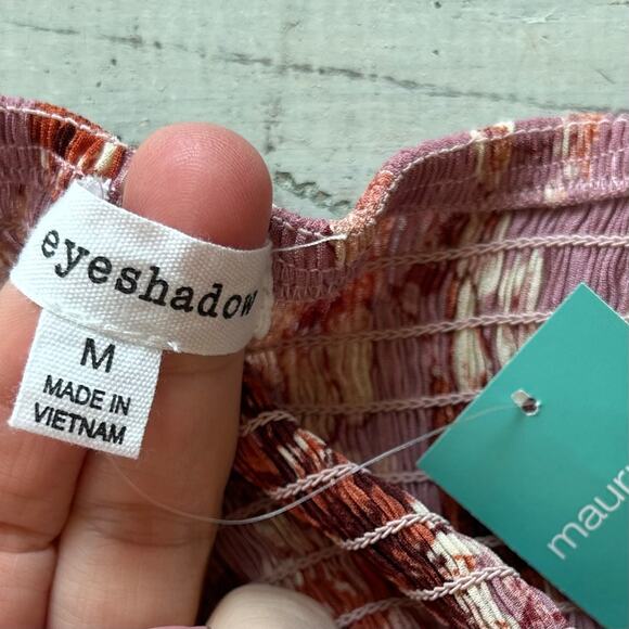 New Eye Shadow floral asymmetric hem twist babydoll empire waist sundress pink M - Picture 12 of 14